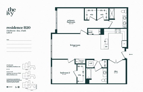 Floor plan for 2 beds, 2 baths, 1319 sqft